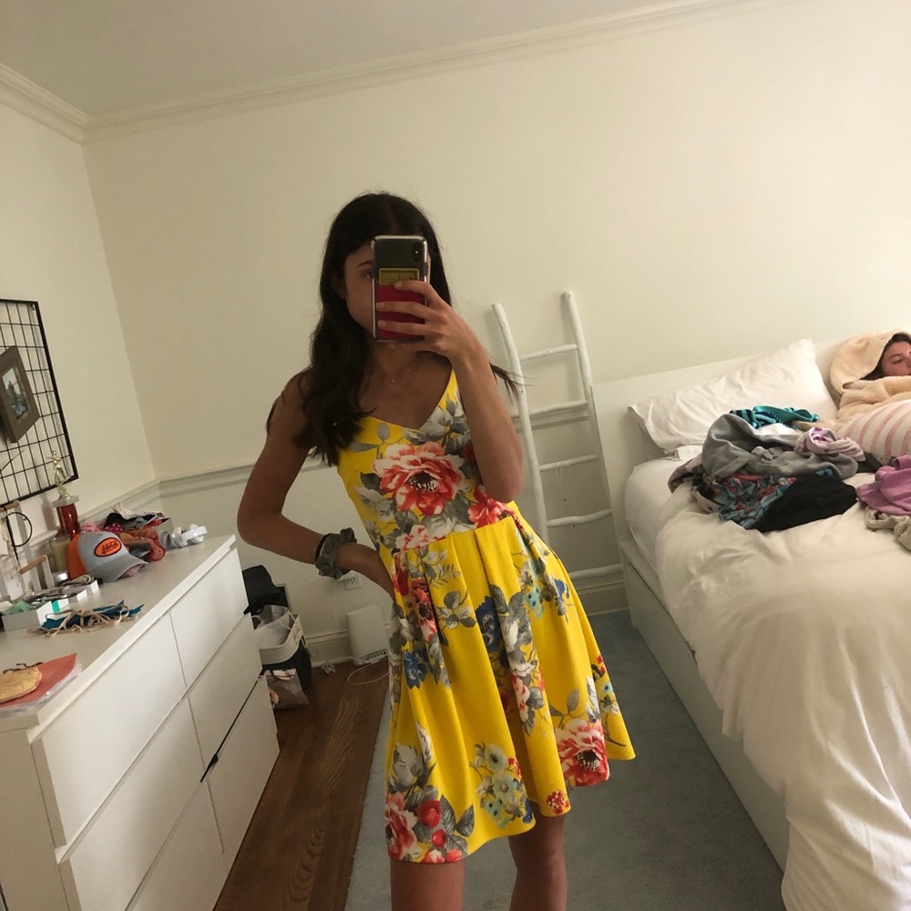 NEVER WORN yellow floral dress from Bloomingdales